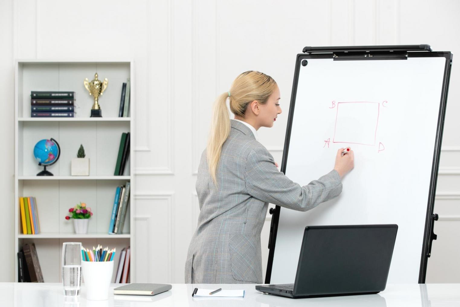 Trading education classroom with students learning market analysis